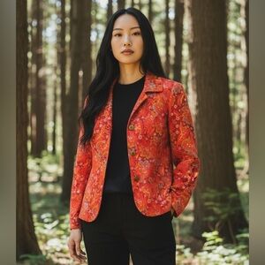 Pendleton Floral Blazer Orange Pink Size‎ L